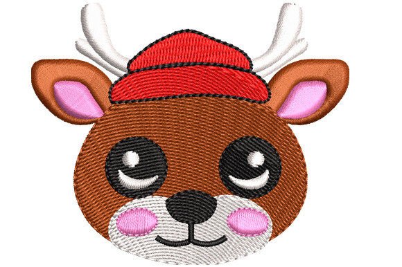 Christmas Reindeer Face Embroidery Design