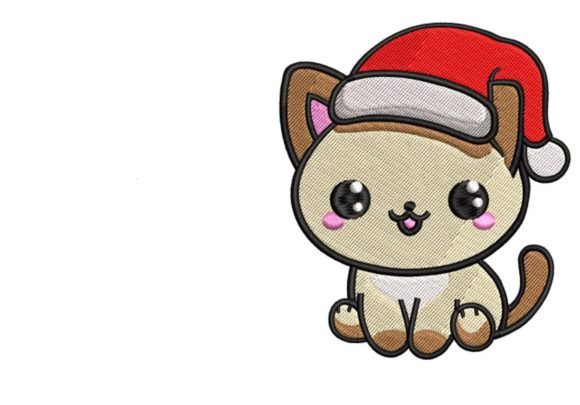 Cute Christmas Cat Embroidery