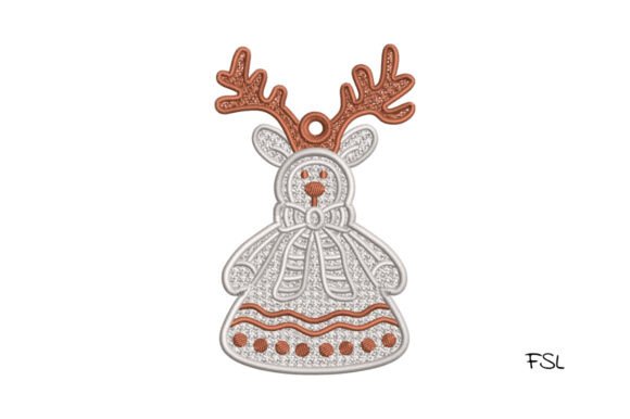 Lace Reindeer Embroidery Design