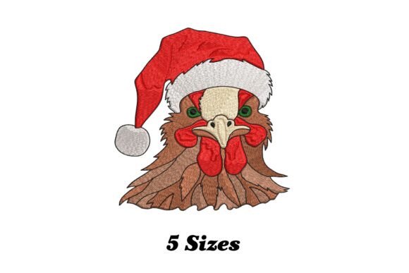 Rooster Christmas Embroidery Design