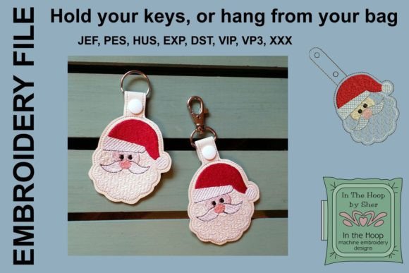 Santa Key Fob Embroidery Design
